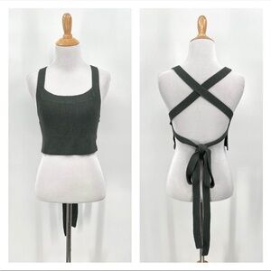 Aritzia Wilfred Sage Green Knit Top with Tie